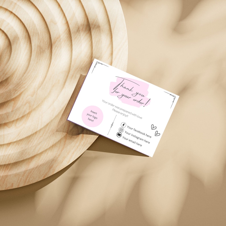 PRINTABLE Thankyou Business Card Template Thank You for Your Order