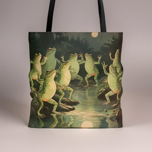 Frog Meeting Tote Bag: Vintage Animal Design