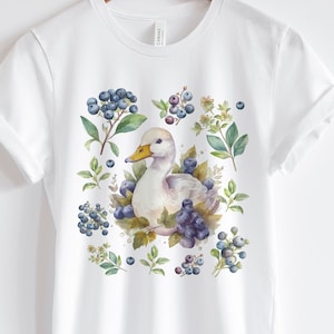 Cottagecore Duck T-Shirt: Blueberry Farm Animal Tee