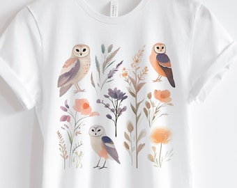 Cottage Core Barn Owl Shirt,  Owl Gift, Animal Lover Gift, Cottagecore Owl, Vintage Animal Shirt, Cottage Core Clothing, Owl T-Shirt
