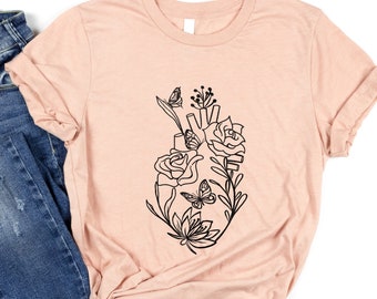 Heart Floral Anatomy Shirt, Anatomical Tee, Nurse Shirt, Doctor Shirt, CVICU Shirt, Health shirt, Heart Surgery, Plant Lover, Garden Lover
