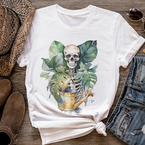 Gardener Skeleton T-shirt, Plant lover shirt, Plant Gift, Plant Lover Gift, Monstera Tee, Cool Plant Graphic shirt, Garden Lover Gift