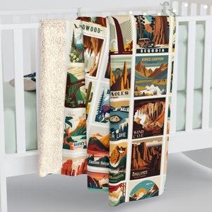 63 National Parks Vertical Sherpa Fleece Blanket, Camp Blanket, Camping Gift RV Accessories for Inside Out Door Lover Gift Nature Lover Gift image 6