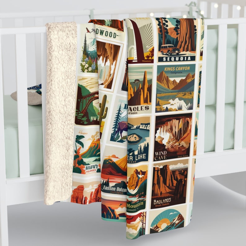 63 National Parks Vertical Sherpa Fleece Blanket, Camp Blanket, Camping Gift RV Accessories for Inside Out Door Lover Gift Nature Lover Gift image 6