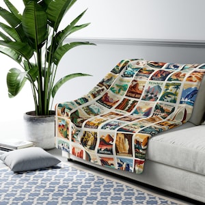 63 National Parks Vertical Sherpa Fleece Blanket, Camp Blanket, Camping Gift RV Accessories for Inside Out Door Lover Gift Nature Lover Gift image 2
