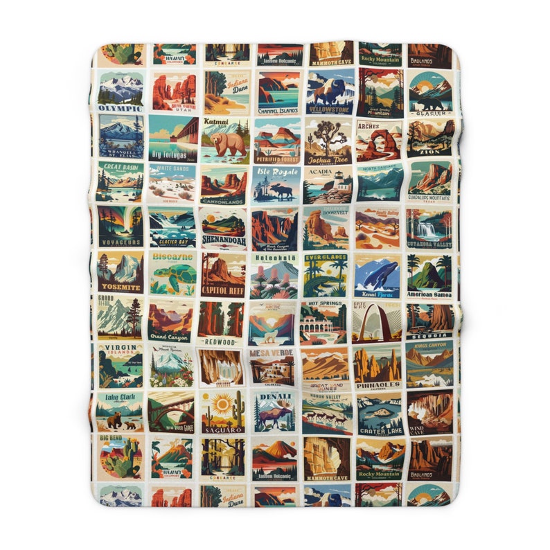 63 National Parks Vertical Sherpa Fleece Blanket Camp Etsy