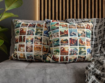 63 National Parks Square Pillow, RV Accessories for inside, Camping Pillow, RV Gift, Gift for Traveler, Nature lover Gift, Outdoor Gift