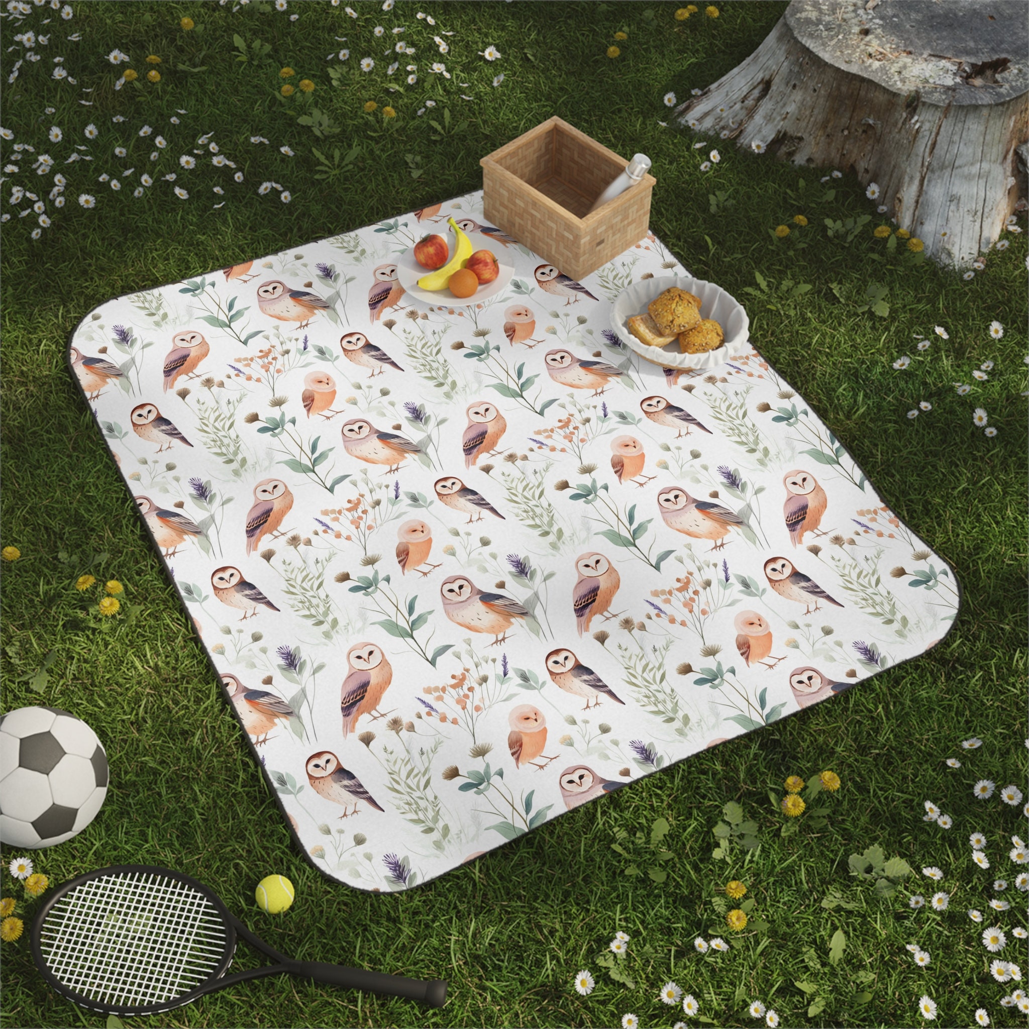 Cottagecore Barn Owl Picnic Blanket: Waterproof Outdoor Blanket