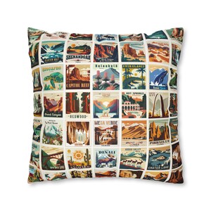 63 National Parks Square Pillow Case, RV Accessories for inside, Camping Pillow, RV Gift, Gift for Traveler, Nature lover Gift, Outdoor Gift image 6