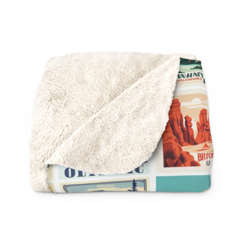 63 National Parks Vertical Sherpa Fleece Blanket, Camp Blanket, Camping Gift RV Accessories for Inside Out Door Lover Gift Nature Lover Gift image 5