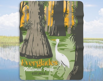 Everglades National Park Sherpa Fleece Blanket Camp Blanket Camping Gift RV Accessories for Inside Outdoor Lover Gift Nature Lover Gift