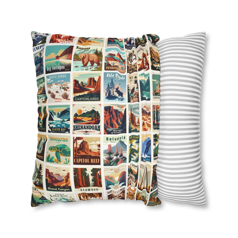 63 National Parks Square Pillow Case, RV Accessories for inside, Camping Pillow, RV Gift, Gift for Traveler, Nature lover Gift, Outdoor Gift image 5
