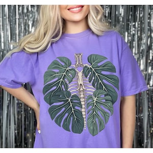 Comfort Colors, Skeleton Plant Body T-shirt, Unisex Garment-Dyed T-shirt, Plant lover shirt, Plant Gift, Plant Lover Gift, Monstera Tee Violet