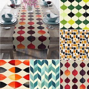 Mid Century Modern Table Runner, 50s, 60s, 70s, Retro Vintage, decorative mid century, Retro dining table runner, Retro Kitchen