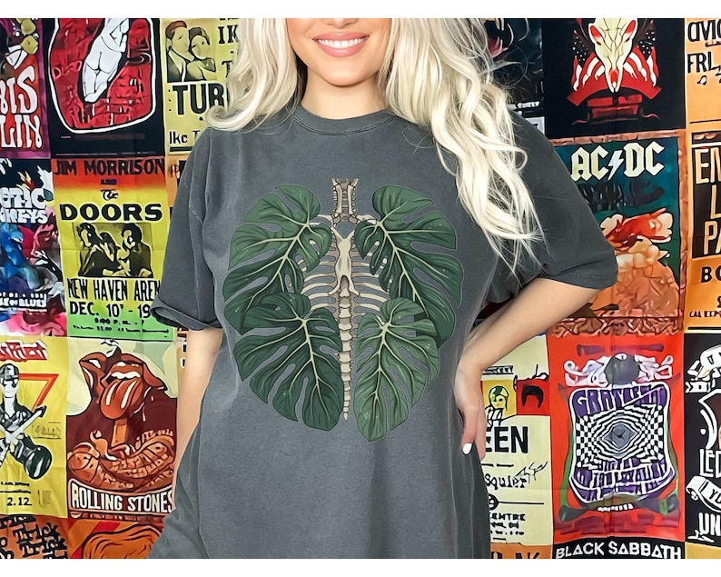 Comfort Colors, Skeleton Plant Body T-shirt, Unisex Garment-Dyed T-shirt, Plant lover shirt, Plant Gift, Plant Lover Gift, Monstera Tee Pepper