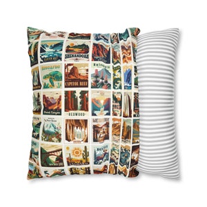 63 National Parks Square Pillow Case, RV Accessories for inside, Camping Pillow, RV Gift, Gift for Traveler, Nature lover Gift, Outdoor Gift image 7