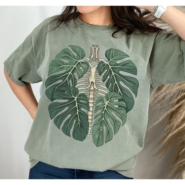 Comfort Colors, Skeleton Plant Body T-shirt, Unisex Garment-Dyed T-shirt, Plant lover shirt, Plant Gift, Plant Lover Gift, Monstera Tee