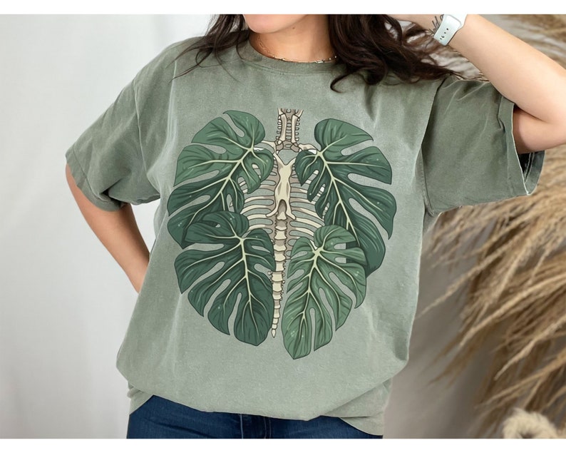 Comfort Colors, Skeleton Plant Body T-shirt, Unisex Garment-Dyed T-shirt, Plant lover shirt, Plant Gift, Plant Lover Gift, Monstera Tee image 1