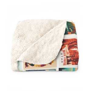 Horizontal 63 National Parks Sherpa Fleece Blanket Camp Blanket Camping Gift RV Accessories for Inside Out Door Lover Gift Nature Lover Gift immagine 4