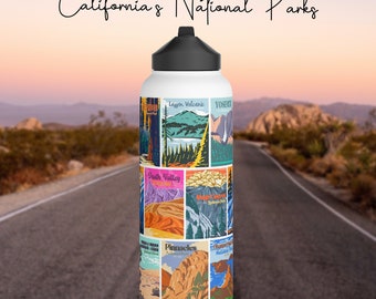 California's National Parks Stainless Steel Water Bottle, Nature Lover Gift, Hiking Water bottle, Metal Bottle, Camping Gift California Gift