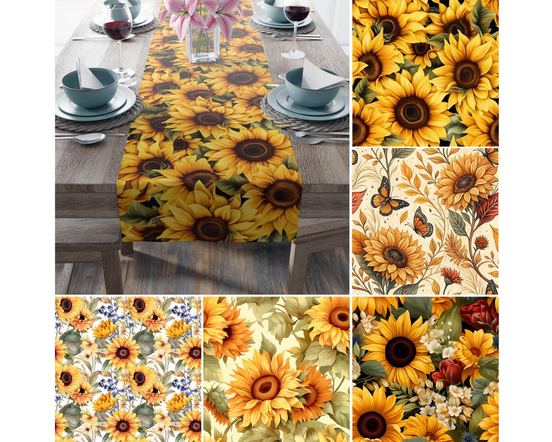 Sunflower Table Runner A, Floral Centerpiece Decor, Summer Wedding ...