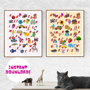 ABC poster - Printable wall art - Educational print - Kids decor- Kids Playroom Educational Poster - DIGITAL DOWNLOAD -