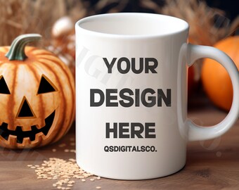 Halloween Coffee Mug Mockups, 11 oz Coffee Mug Mockup, White Mug Mockup, Autumn Mug Mock Up, Fall Mug Mock Ups, Blank Mug Mockup, Mug Mockup
