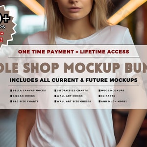 WHOLE SHOP BUNDLE, Entire Shop Bundle Mockups, Bella Canvas Bundle, Gildan 18000 Bundle, Size Chart Bundle, Comfort Colors, Shirt Mockups