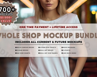 WHOLE SHOP BUNDLE, Entire Shop Bundle Mockups, Bella Canvas Bundle, Gildan 18000 Bundle, Size Chart Bundle, Comfort Colors, Shirt Mockups