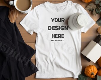 Halloween Bella Canvas 3001 T Shirt Mockup, Flat Lay Bella Canvas 3001 Mock Up, Mockup, Halloween T-Shirt Mockup, Autunno BC 3001 Mockup
