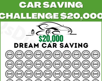 20K Car Funds Challenge Printable, Save 20000 Dollars, Car Money Savings Challenge, Budget Planner, Savings Tracker, Savings Challenge