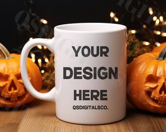 Halloween Coffee Mug Mockups, 11 oz Coffee Mug Mockup, White Mug Mockup, Autumn Mug Mock Up, Fall Mug Mock Ups, Blank Mug Mockup, Mug Mockup