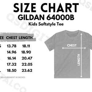 Gildan 64000B Size Chart | Kids T-Shirt Size Guide | Gildan 64000B Mock Up | Sizing Guide | Kids T-shirt Mockup | Kids Tee Mocks