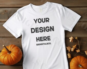 Halloween Bella Canvas 3001 T Shirt Mockup, Flat Lay Bella Canvas 3001 Mock Up, Mockup, Halloween T-Shirt Mockup, Autunno BC 3001 Mockup