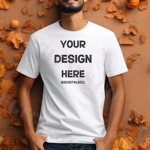 Fall Bella Canvas 3001 Tshirt Mockup | Bella Canvas 3001 Mock Up, Autumn T-Shirt Mockup, Men T-shirt Mockup, Fall Mockup, BC 3001 Mockups