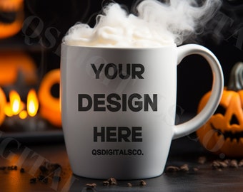 Halloween Coffee Mug Mockups, 11 oz Coffee Mug Mockup, White Mug Mockup, Autumn Mug Mock Up, Fall Mug Mock Ups, Blank Mug Mockup, Mug Mockup