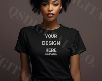 Bella Canvas 3001 Tshirt Mockup, Bella Canvas 3001 Mock Up, Black Women T-shirt Mockup, Afro American Woman Model Mockup, BC 3001 Mockups