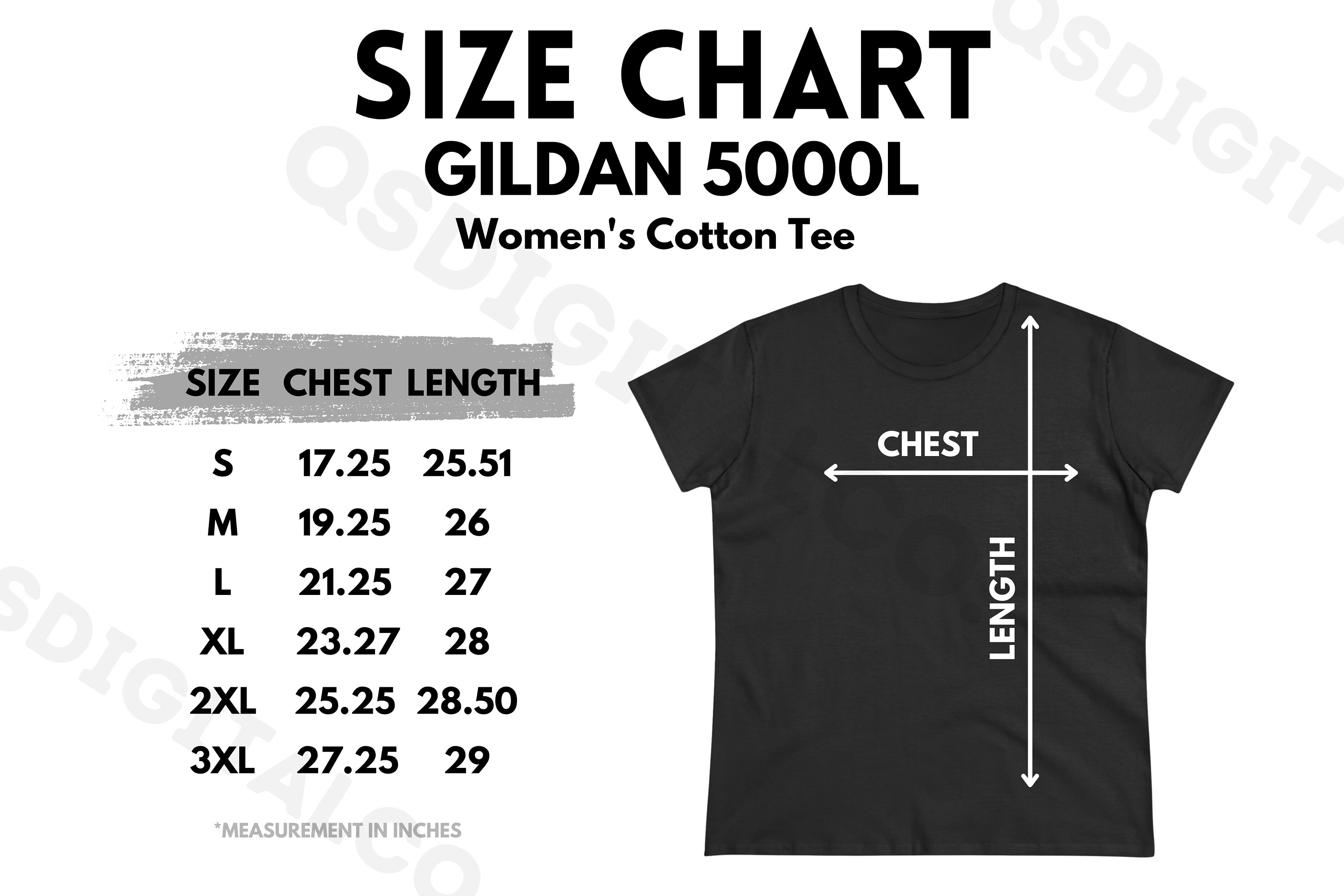 Gildan 5000L Size Chart Women Tshirt Size Guide Gildan 5000L Mock up Sizing Guide Women Tshirt