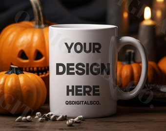 Halloween Coffee Mug Mockups, 11 oz Coffee Mug Mockup, White Mug Mockup, Autumn Mug Mock Up, Fall Mug Mock Ups, Blank Mug Mockup, Mug Mockup