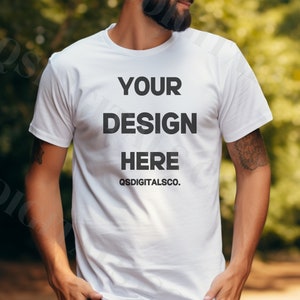 Fall Bella Canvas 3001 Tshirt Mockup | Bella Canvas 3001 Mock Up, Autumn T-Shirt Mockup, Men T-shirt Mockup, Fall Mockup, BC 3001 Mockups