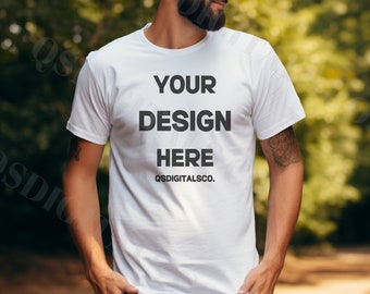 Fall Bella Canvas 3001 Tshirt Mockup | Bella Canvas 3001 Mock Up, Autumn T-Shirt Mockup, Men T-shirt Mockup, Fall Mockup, BC 3001 Mockups