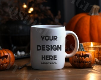 Halloween Coffee Mug Mockups, 11 oz Coffee Mug Mockup, White Mug Mockup, Autumn Mug Mock Up, Fall Mug Mock Ups, Blank Mug Mockup, Mug Mockup