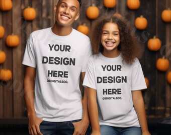 Halloween Bella Canvas 3001 T Shirt Mockup, Bella Canvas 3001 Mock Up, Mockup di famiglia di Halloween, Mockup di t-shirt di Halloween, BC 3001 Mockup