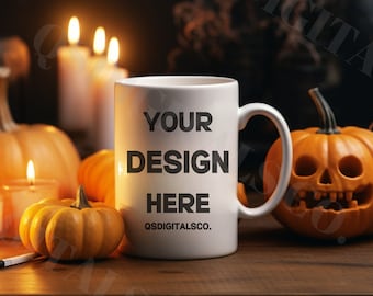 Halloween Coffee Mug Mockups, 11 oz Coffee Mug Mockup, White Mug Mockup, Autumn Mug Mock Up, Fall Mug Mock Ups, Blank Mug Mockup, Mug Mockup