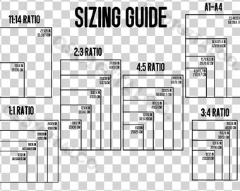 Transparent Wall Art Size Guide, Print Size Guide, Wall Art Ratio Guide, Frame Size Chart, Poster Size Guide, Display Print Size Guide (PNG)