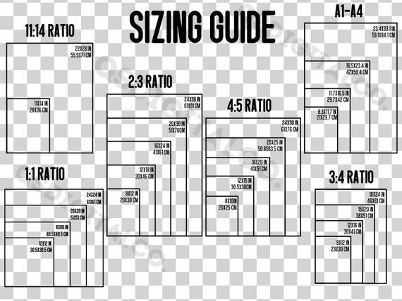 Transparent Wall Art Size Guide, Print Size Guide, Wall Art Ratio