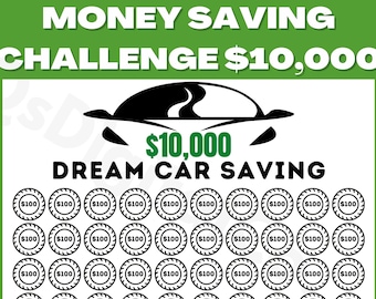 10K Car Saving Challenge Printable, Save 10000 Dollars, Money Savings Challenge, Budget Planner, Savings Tracker, Savings Challenge