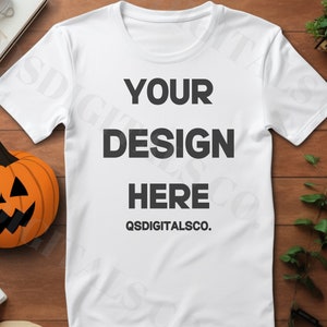 Halloween Bella Canvas 3001 T Shirt Mockup, Flat Lay Bella Canvas 3001 Mock Up, Mockups, Halloween T-Shirt Mockup, Fall BC 3001 Mockups