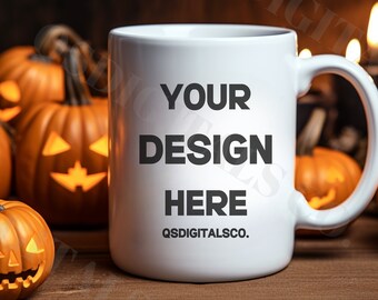 Halloween Coffee Mug Mockups, 11 oz Coffee Mug Mockup, White Mug Mockup, Autumn Mug Mock Up, Fall Mug Mock Ups, Blank Mug Mockup, Mug Mockup