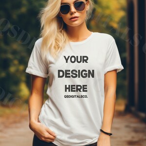 Fall Bella Canvas 3001 Tshirt Mockup | Bella Canvas 3001 Mock Up, Autumn T-Shirt Mockup, Women T-shirt Mockup, Fall Mockup, BC 3001 Mockups